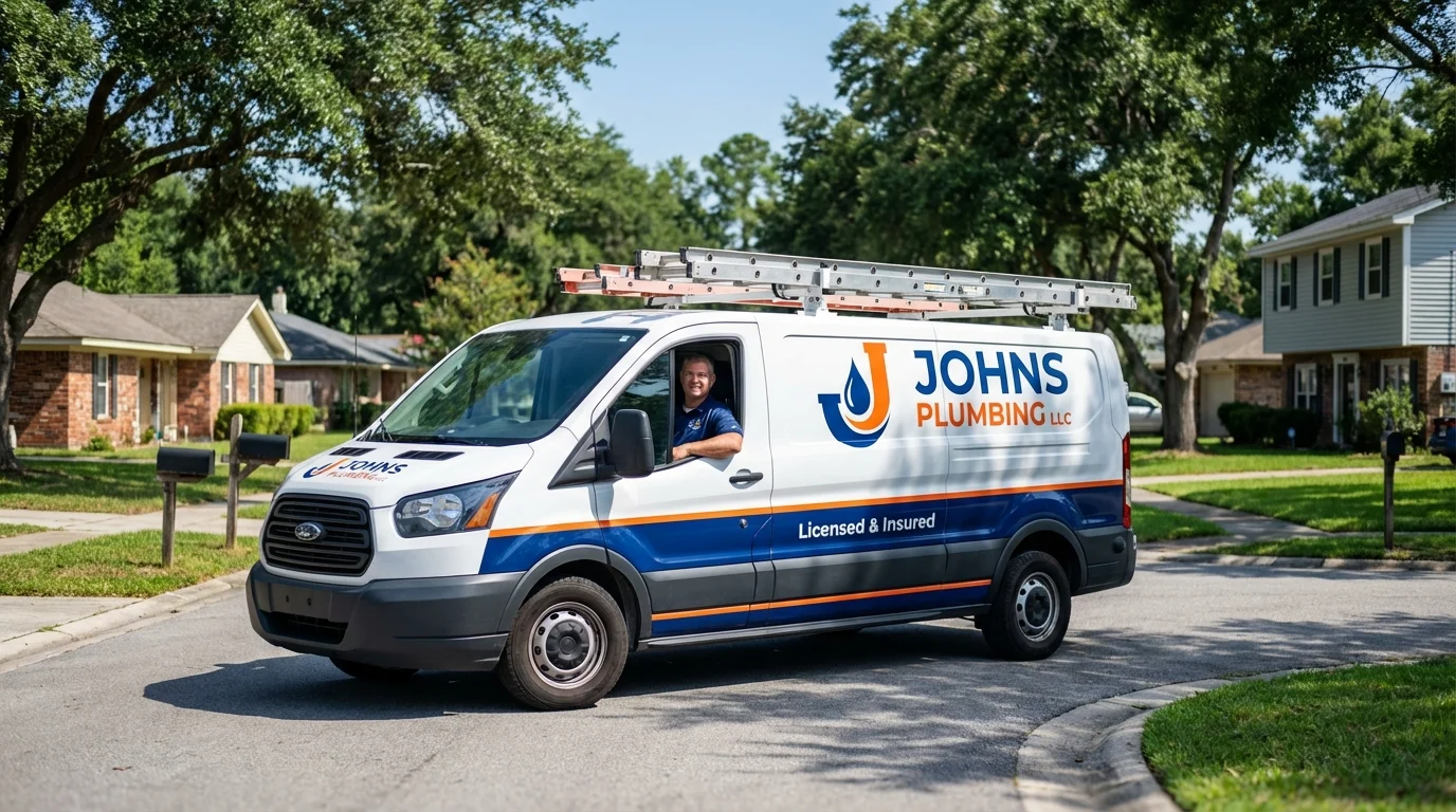 Johns Plumbing LLC service van in Portsmouth, VA